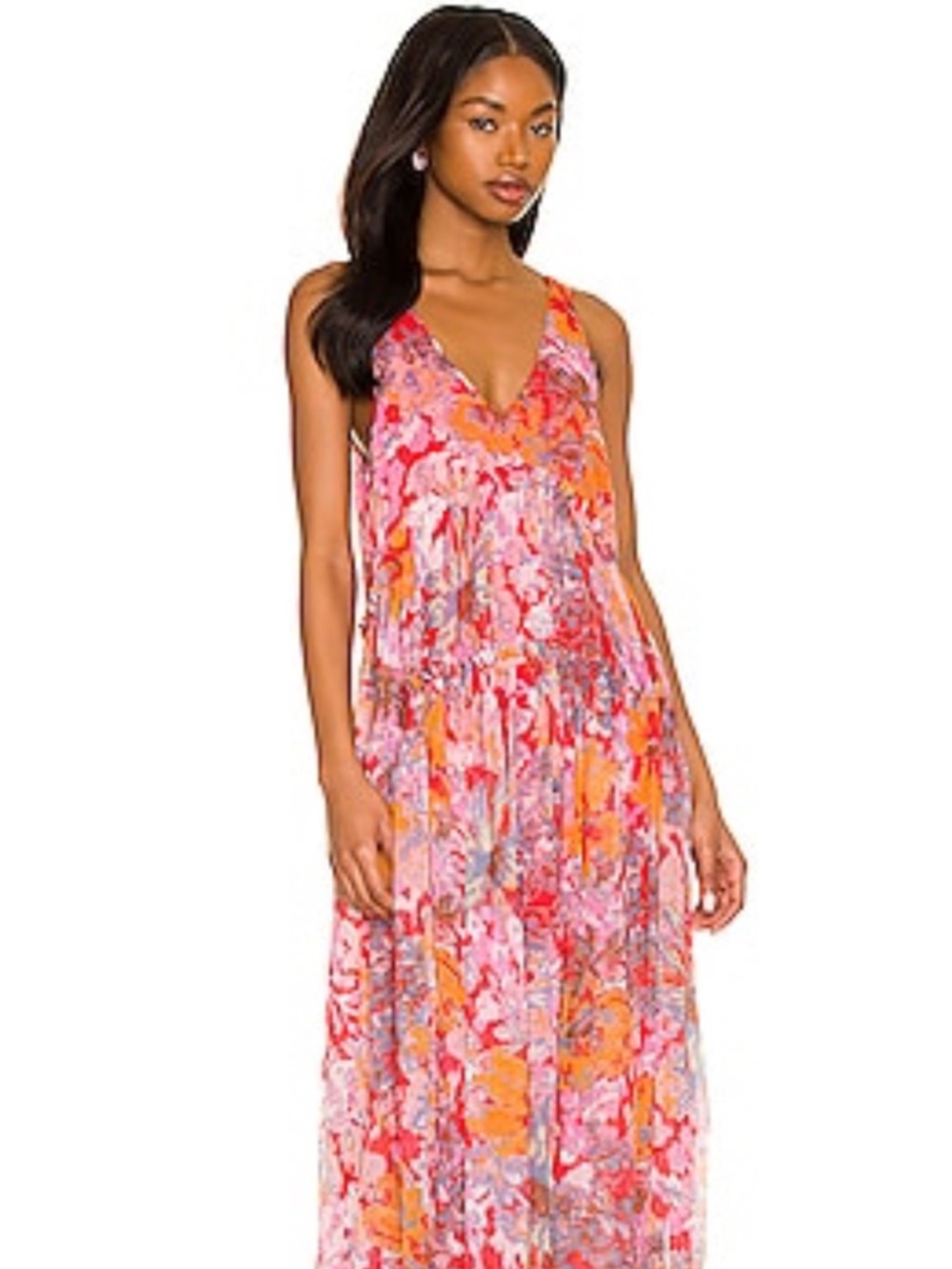 Free People Juliana Chiffon Maxi Dress in Cherry Combo - Picture 11 of 16